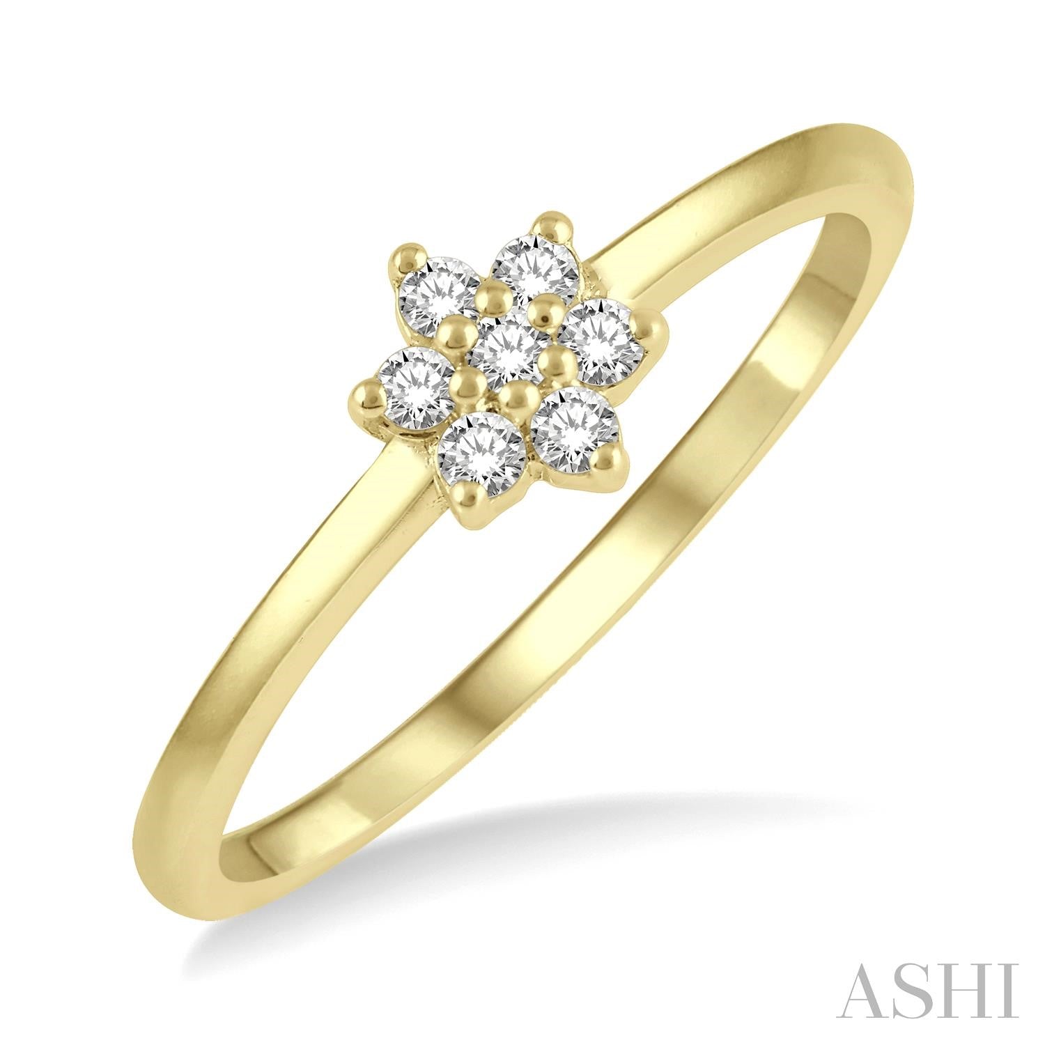 10K Yellow Gold Floral Diamond Fashion Ring