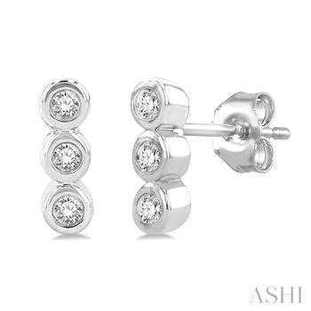 10K White Gold Button Diamond Earrings