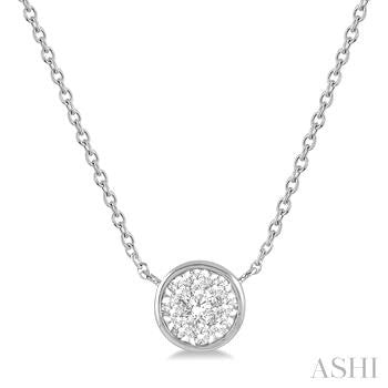 14k White Gold Circle Diamond Pendant