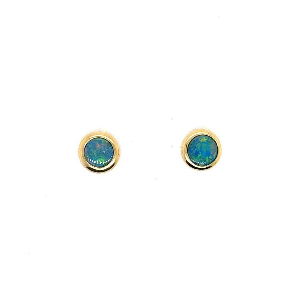 14K Yellow Gold Opals Earrings