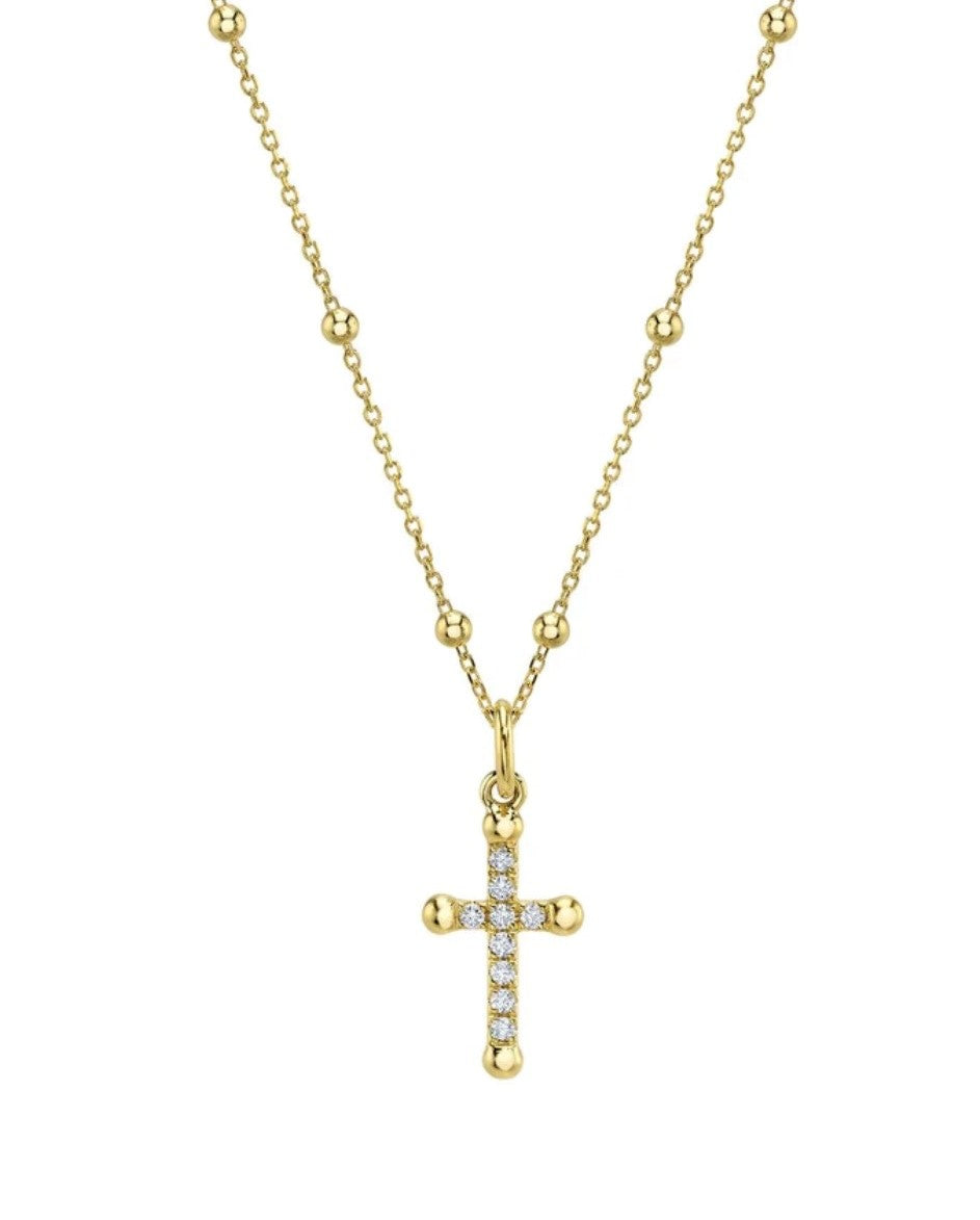14 Karat Cross Diamond Pendant