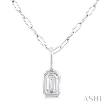 14k White Gold Bezel Diamond Pendant