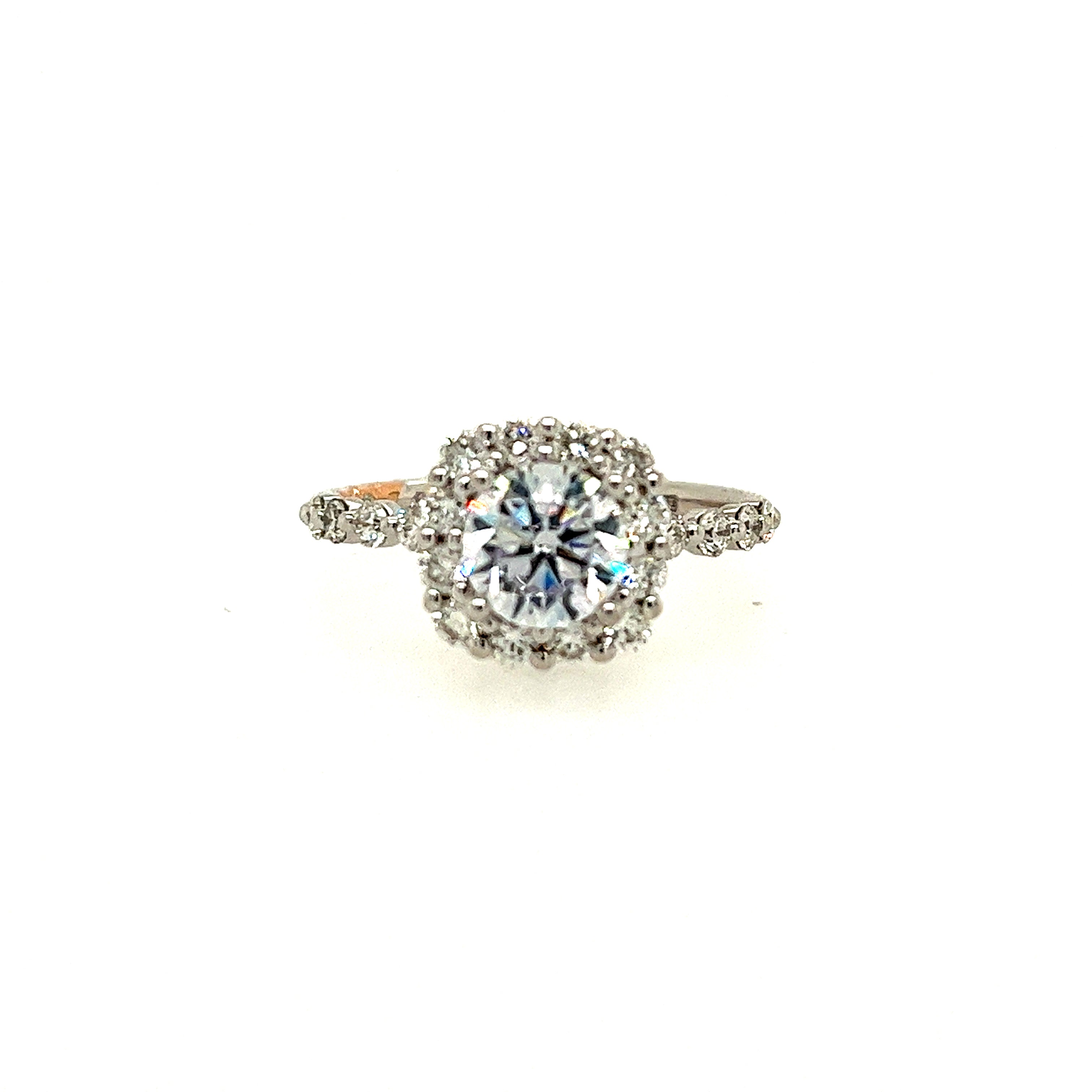 14K White And Rose Gold Halo Semi-Mount 
*center stone not included