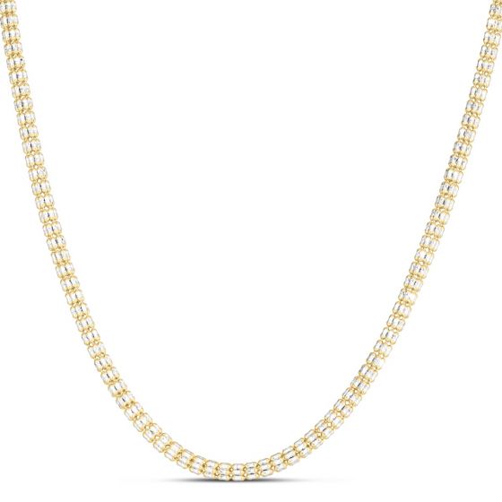 14K Yellow And White Gold Diamond Cut Necklace