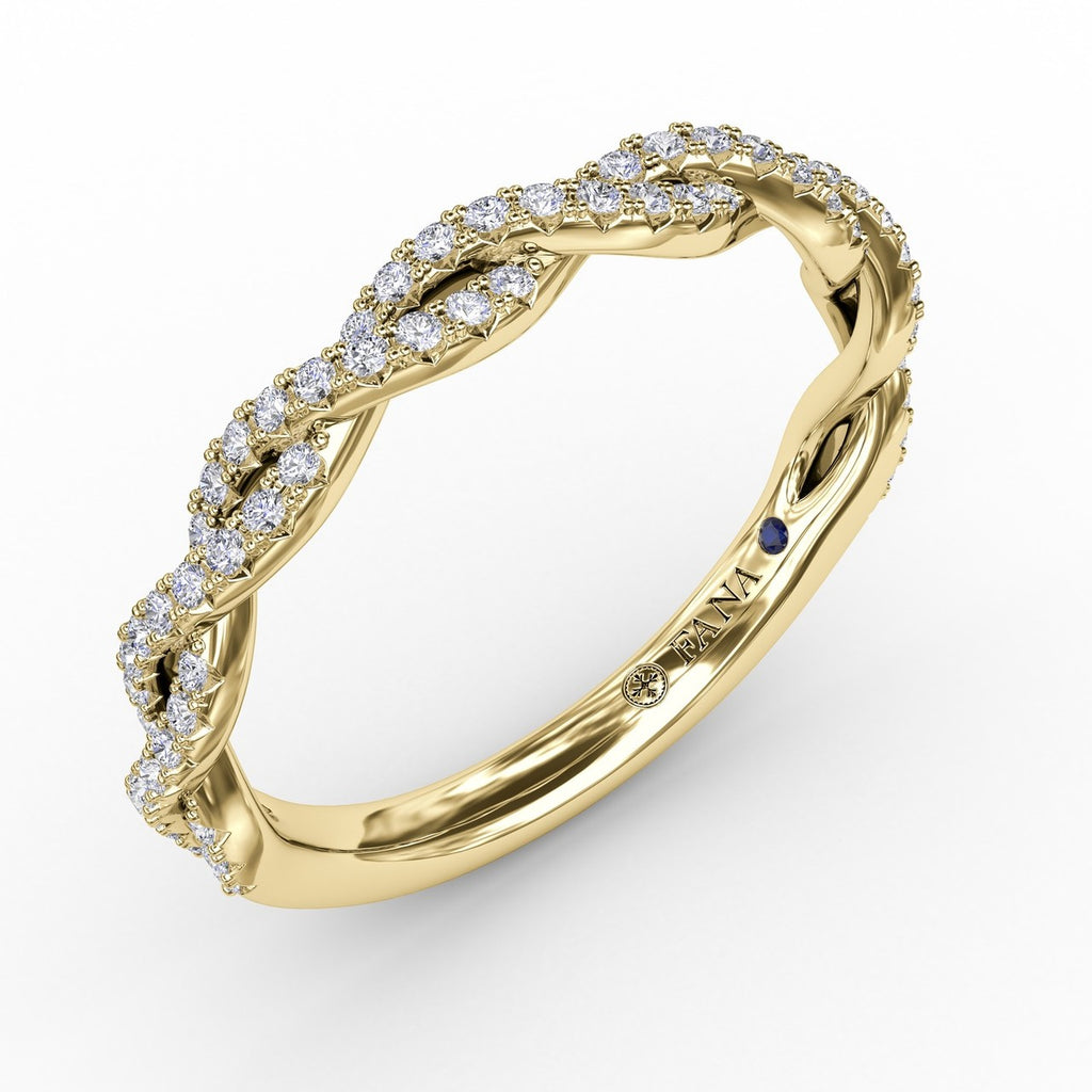 14K Yellow Gold Twist Diamond Anniversary Ring