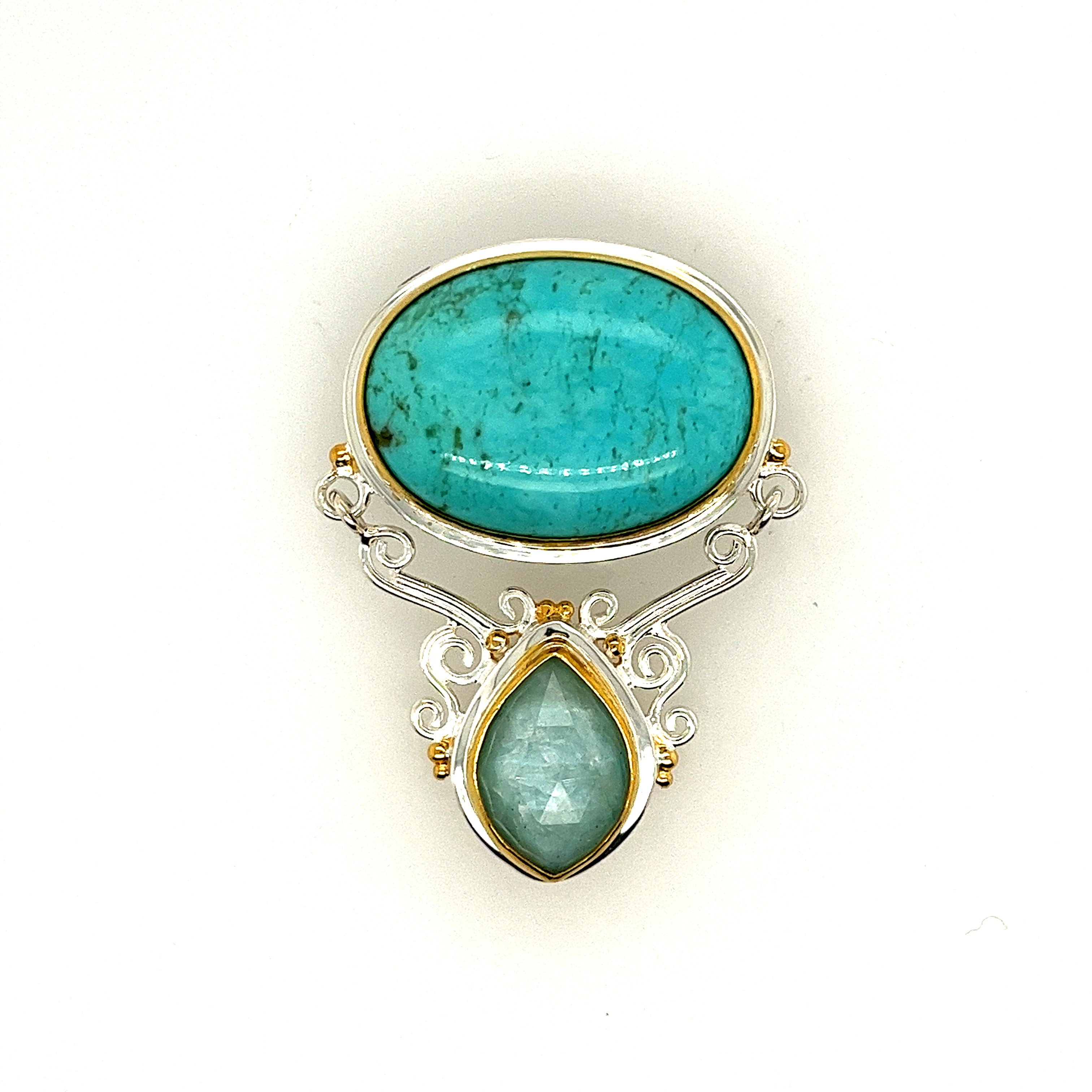Sterling Silver And Vermeil Turquoise Pendant