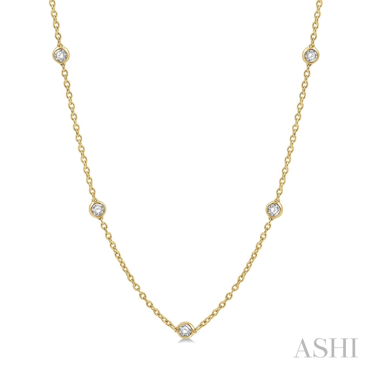 14K Yellow Gold Station Diamond Pendant