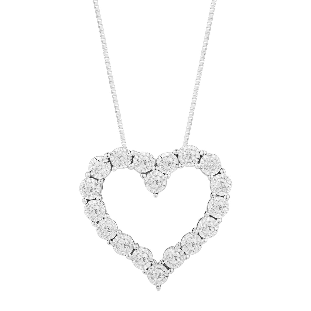14k White Gold Heart Diamond Pendant