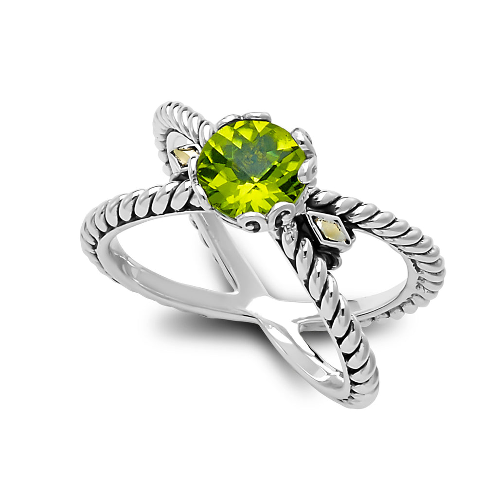 Sterling Silver And 18K Yellow Gold Peridot Ring