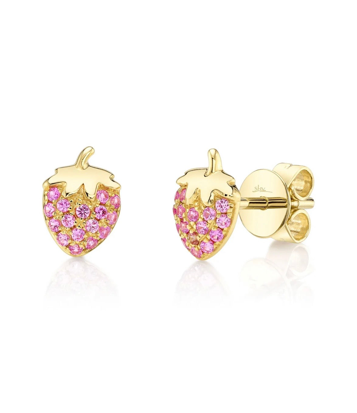 14 Karat Pink Sapphire Button Earrings