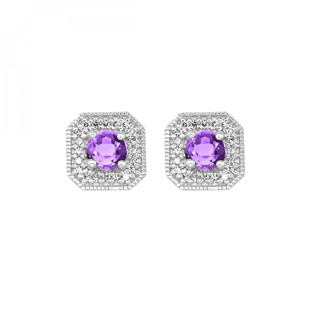 10K White Gold Amethysts Earrings