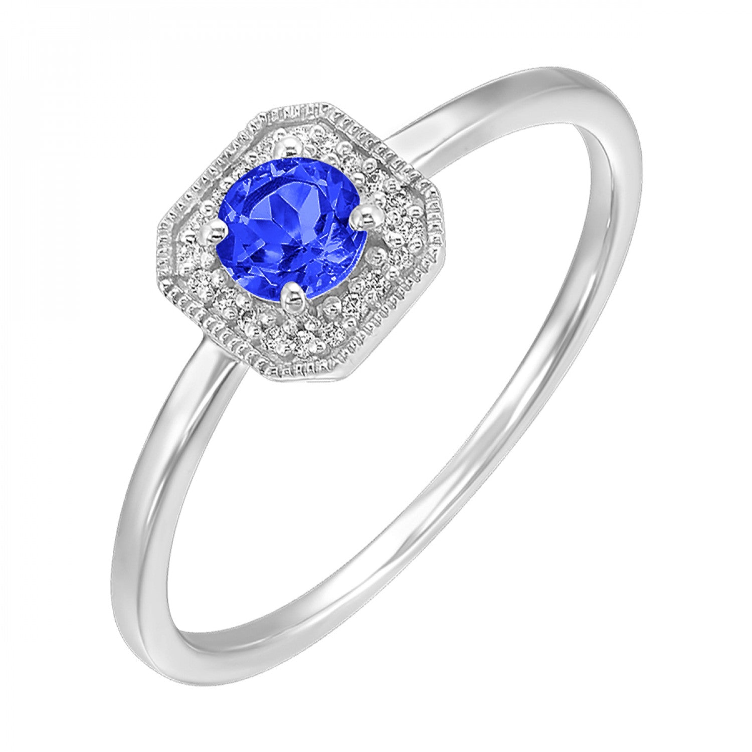 10K White Gold Created Sapphire Ring