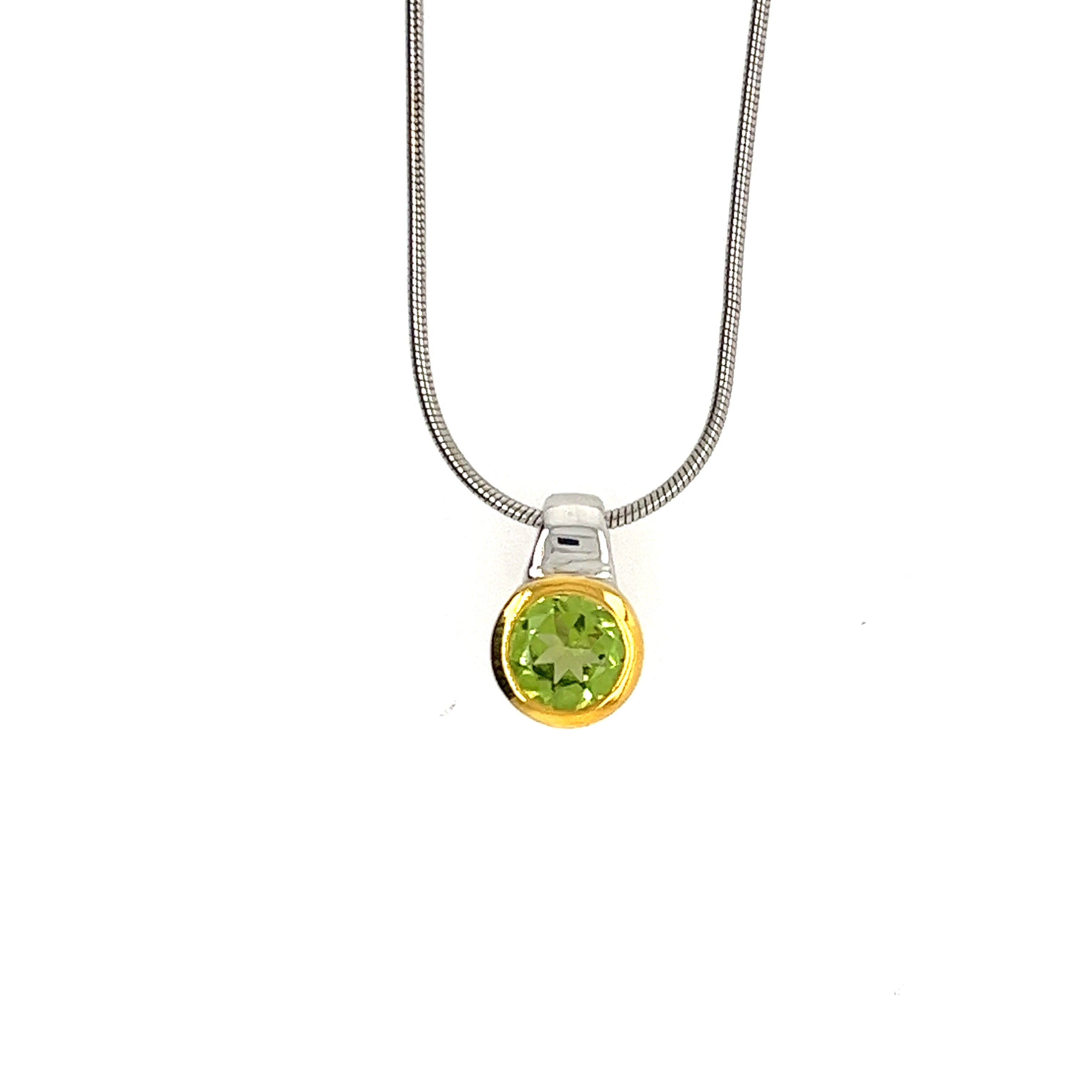 Sterling Silver And Gold Plated Peridot Pendant