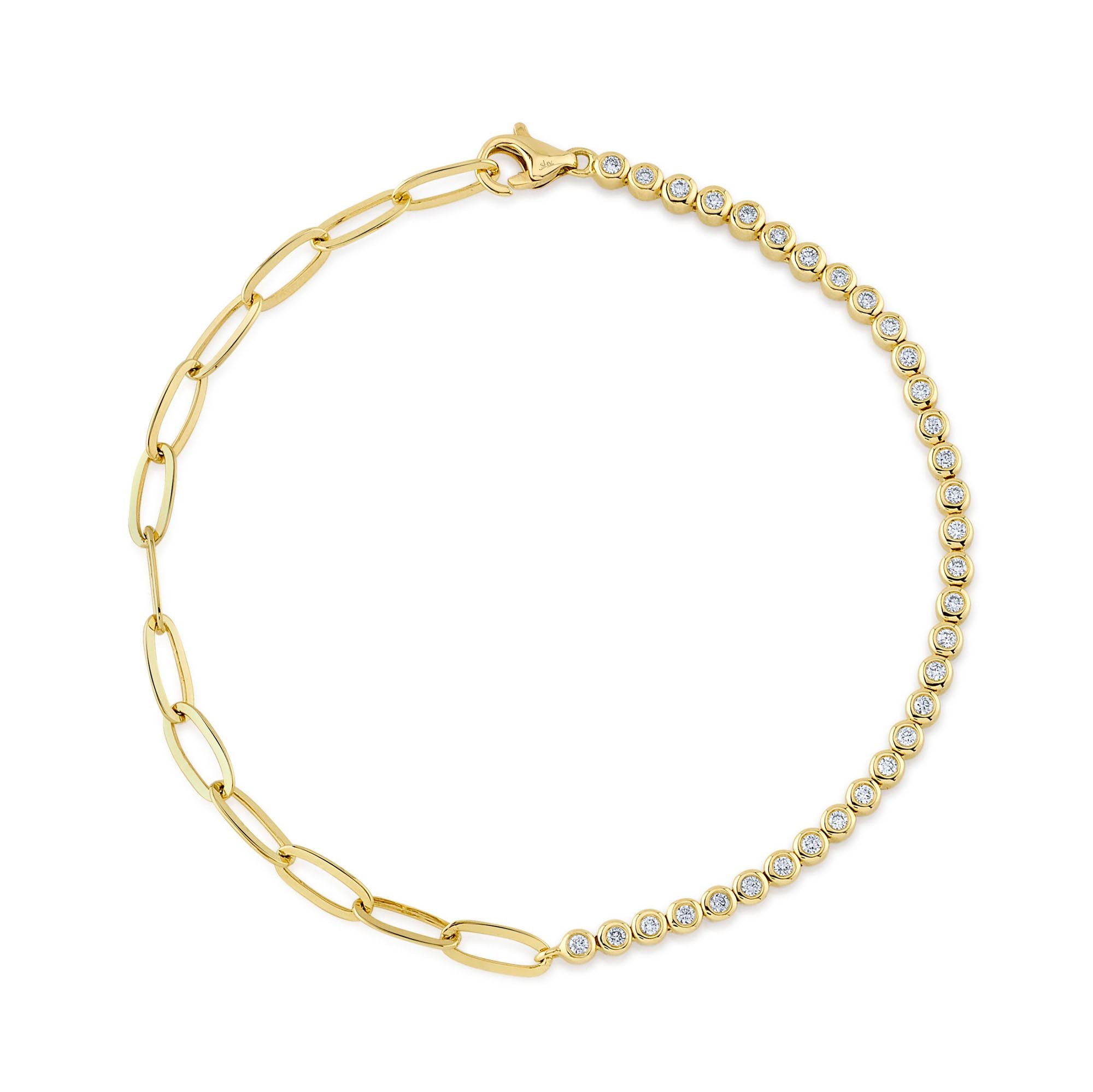 14K Yellow Gold Diamond Paperclip Bracelet