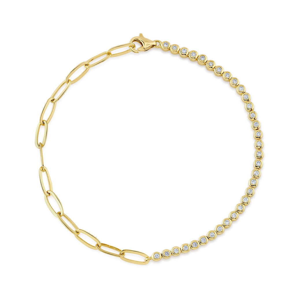14K Yellow Gold Diamond Paperclip Bracelet