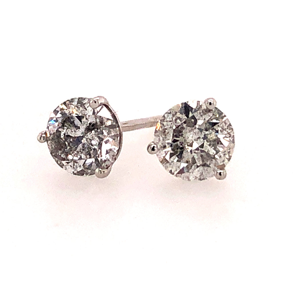 14k White Gold Diamond Stud Earrings