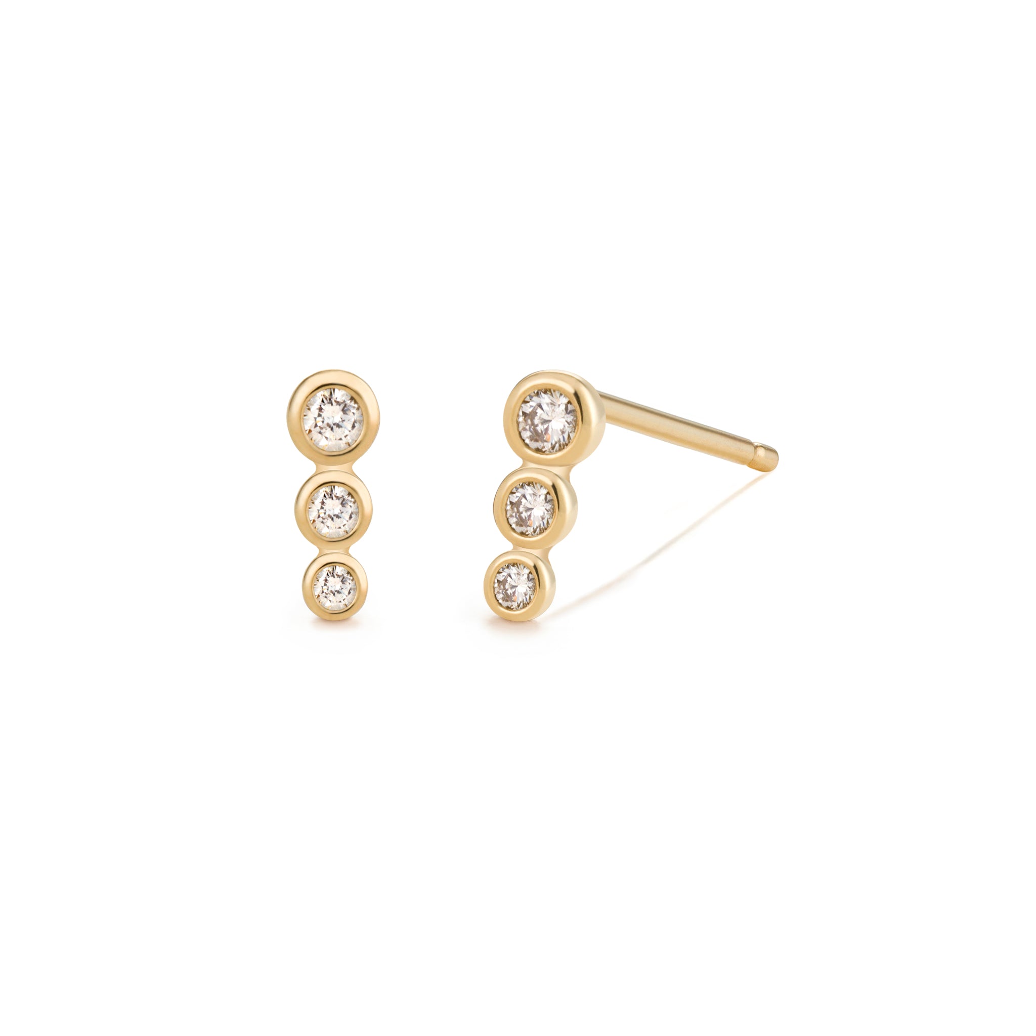 14K Yellow Gold Button Diamond Earrings