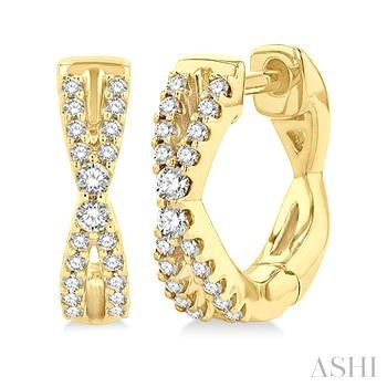 10K Yellow Gold Huggie Diamond Earrings