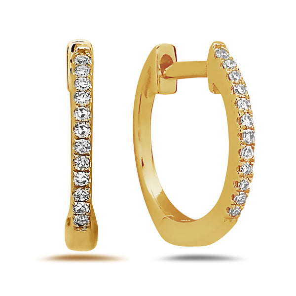 14K Yellow Gold Huggie Diamond Earrings - Dilamani
