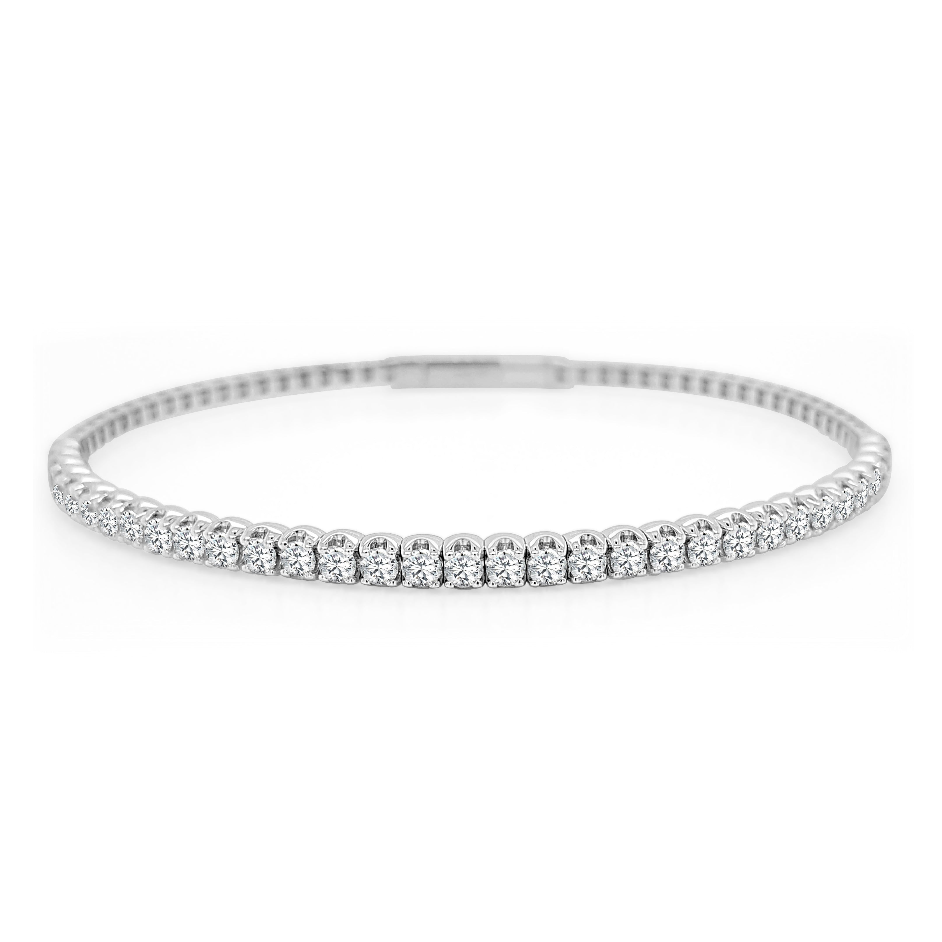 14k White Gold Diamond Bangle Bracelet